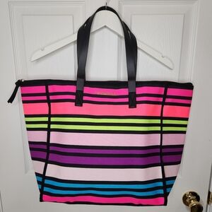 Victoria's Secret Bright Neon Multicolor Stripe Tote Summer